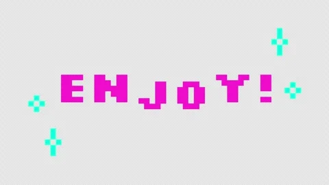 Animated cta button enjoy in pink pixel typography Stock Footage 318444239