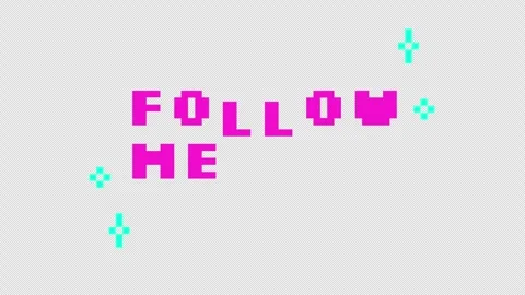 Animated cta button follow me in pink pixel typography Stock Footage 318444367