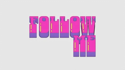 Animated cta button follow me in dynamic vaporwave typography Stock Footage 320940636