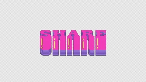 Animated cta button share in dynamic vaporwave typography Stock Footage 320939995