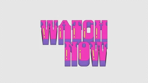 Animated cta button watch now in dynamic vaporwave typography Stock Footage 320941006