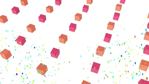 Animated cube and glitter particles mesmerize on contrasting backgrounds. Stock Footage 330583761