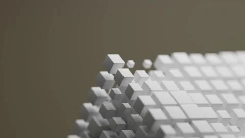 Animated Cube Consisting of Multiple Floating White Geometric Blocks 库存影片 331109701