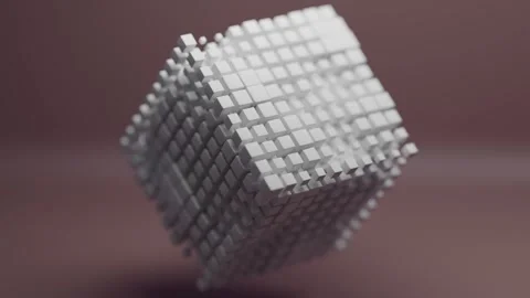 Animated Cube Floating with Dynamic Motion and Geometric 3d Pixel Blocks 库存影片 331109663