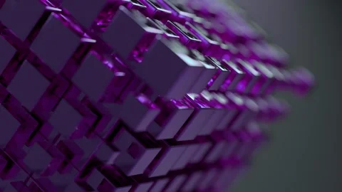 Animated Cube Grid with Abstract Purple Metallic Motion Graphics Vidéo 331109548