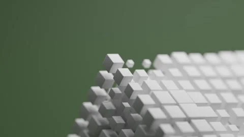 Animated Cube Grid Expanding with White Blocks on a Dark Green Background 库存影片 331109649
