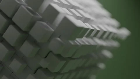 Animated Cube Grid Featuring Abstract Floating White Blocks in Motion Видео 331109643
