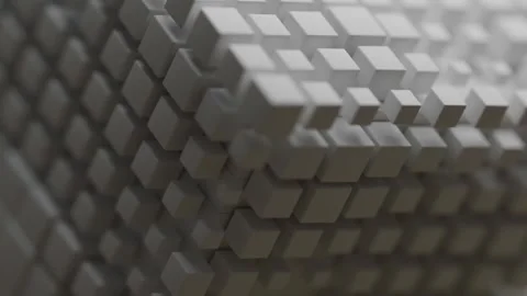 Animated Cube Grid Featuring Floating Geometric White Blocks in Motion 库存影片 331109707