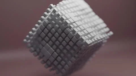 Animated Cube Made of Moving White Blocks in a Minimalist 3d Space Vídeos de archivo 331109666