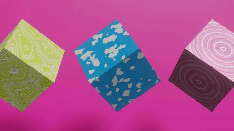 Animated cubes with abstract patterns on a pink background. Seamless loop 3d Stock Footage 167232048