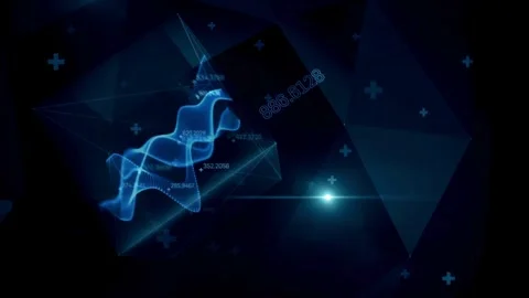 Animated cubic grid of digital data nodes and flashing information streams. Stock Footage 334024015