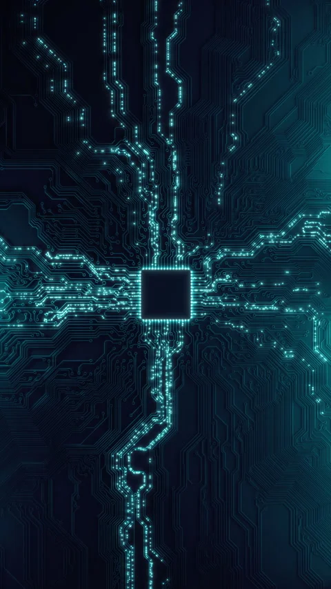 Animated current flow on circuit board. Digital technology background. Computer Stock Footage 308923847