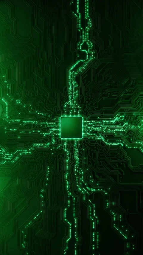 Animated current flow on circuit board. Digital technology background. Computer Stock Footage 312888888