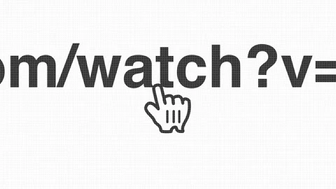 Animated cursor hand pointer clicks website 'watch' hyperlink screen Stock Footage 318518862