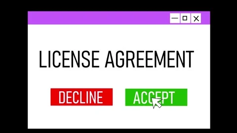 Animated cursor moves and clicks. I accept on device screen interface showi.. Stock Footage 313382065