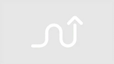 Animated curved arrow pointing upward white line icon Stock Footage 342242831