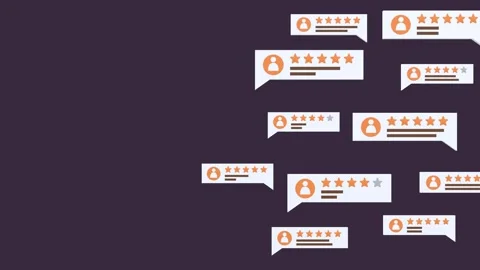 Animated Customer Experience Concept Showing Reviews, Ratings, and Feedback. Stock Footage 327993667