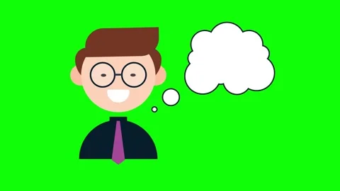 Animated cute boy with dialogue cloud. Stock Footage 150579345