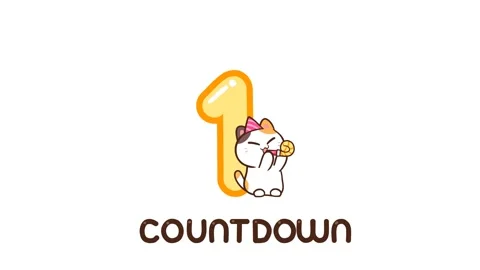 Animated Cute Cat with Countdown 1-2-3 - White Background Stock Footage 282785292