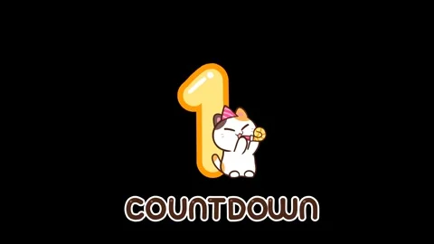 Animated Cute Cat with Countdown 1-2-3 - Transparent Background Stock Footage 282785346