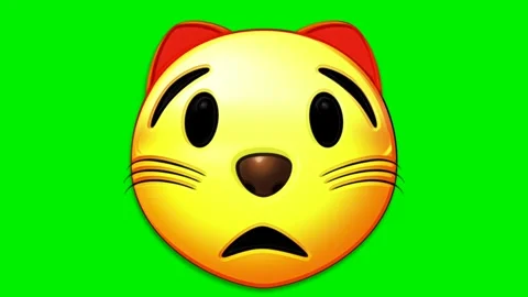 Animated cute cat face on a green background. Stock Footage 321800855