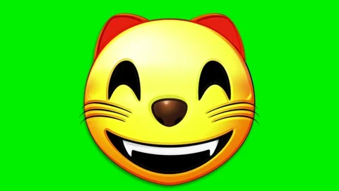 Animated cute cat face on a green background. Stock Footage 321800873