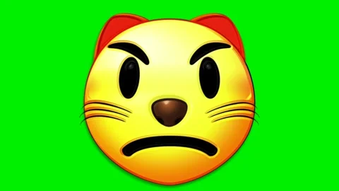 Animated cute cat face on a green background. Stock Footage 321800893