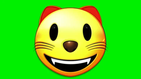 Animated cute cat face on a green background. Stock Footage 321800896