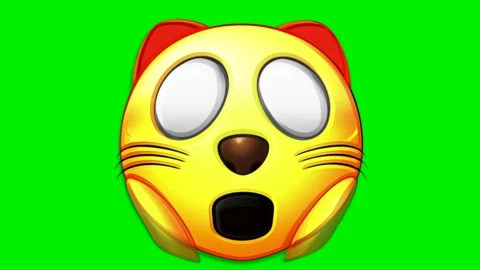 Animated cute cat face on a green background. Stock Footage 321800974