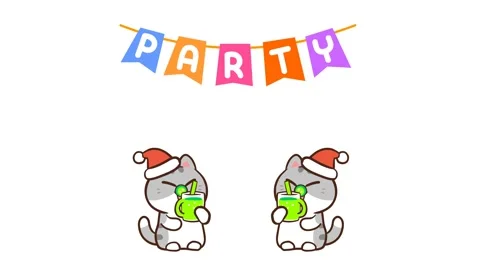 Animated Cute Cat Knocking Over Lemonade Party Glass - White Background Stock Footage 282785258