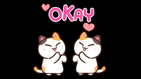 Animated Cute Cat with OK Text - Transparent Background Stock Footage 282785314