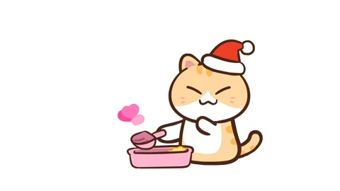 Animated Cute Cat Scooping Litter into Heart Shape - White Background Stock Footage 282785230