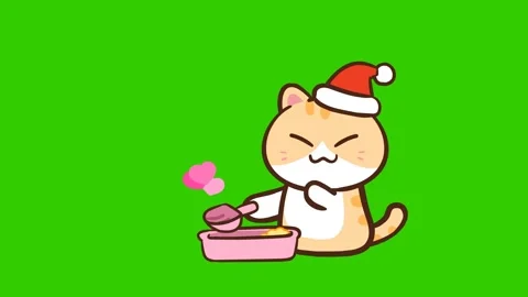 Animated Cute Cat Scooping Litter into Heart Shape - Green Screen Stock Footage 282785231