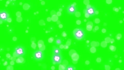Animated cute glowing ghosts floating across bright green screen background for Stock Footage 345329367