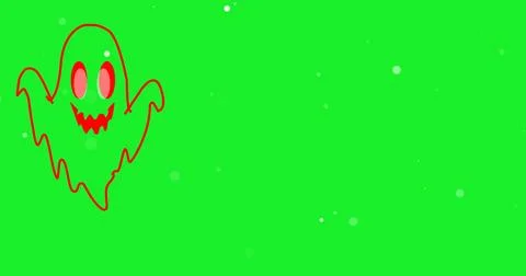 Animated Cute Halloween Ghost outlined. Spooky haunted spirit character flo.. Stock Illustration
