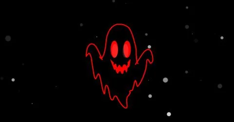 Animated Cute Halloween Ghost outlined. Spooky haunted spirit character flo.. Stock Illustration