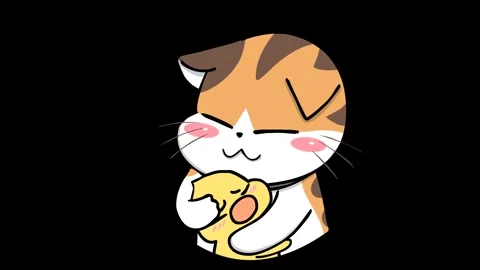 Animated Cute Kitten Hugging a Duck  -Transparent Background Stock Footage 282772685