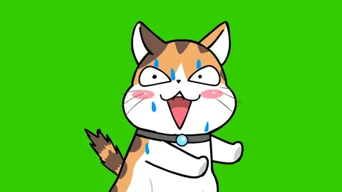 Animated Cute Kitten Startled Green Screen Stock Footage 282772404