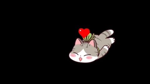 Animated Cute Little Cat Backflip with Smile - Transparent Background Stock Footage 282790904