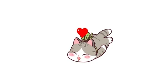 Animated Cute Little Cat Backflip with Smile - White Background Stock Footage 282790916