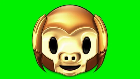 Animated cute monkey face on a green background. Stock Footage 321800944