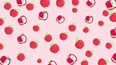 Animated Cute Red Apple Seamless Pattern Background 動画素材 337980784