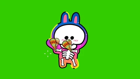 Animated cute skeleton cheerleading Stock Footage 285223390