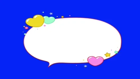 Animated cute speech bubble with hearts and stars on blue screen Stock Footage 345454729
