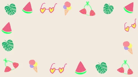 Animated cute summer border frame in a tropical theme. Stock Footage 312664277