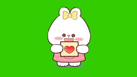 Animated Cute White Bear Holding Heart Sign - Green Screen Stock Footage 282789857