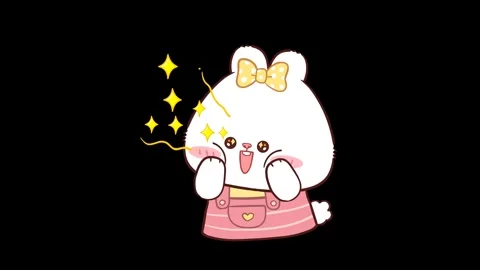 Animated Cute White Bear with Sparkling Eyes - Transparent Background Stock Footage 282789776