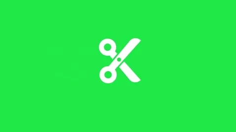 Animated Cutting Scissors Illustration Motion Graphic Green Screen Background Video stock 303382366