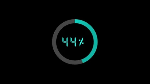 Animated cyan circle with dynamic percentage counter displaying progress an.. Stock Footage 317951015