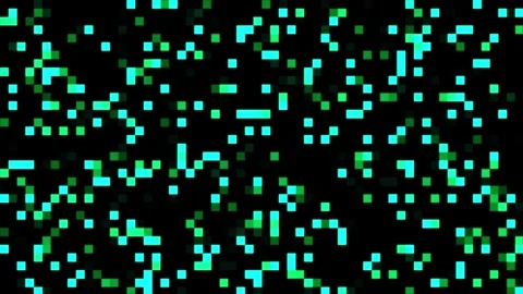 Animated Cyan Pixel Grid Background with Glowing Digital Particle Pattern Stock Footage 330986972